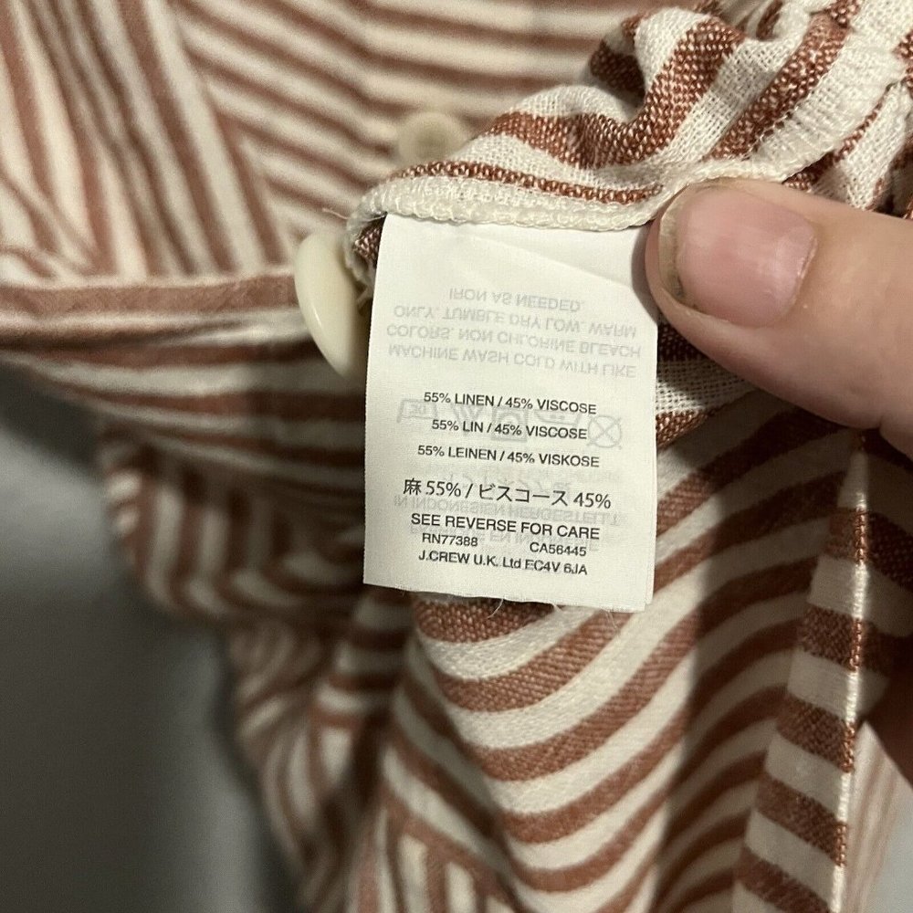 Madewell S Red White Stripe Play Button Back Linen Blend Shift Mini Dress G5305 - Picture 5 of 11